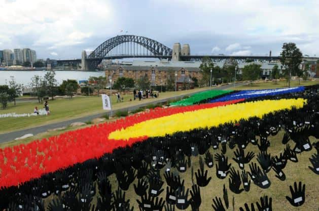 The Sea of Hands installation in Sydney, representing community support for reconciliation and rights of Australia's First People.