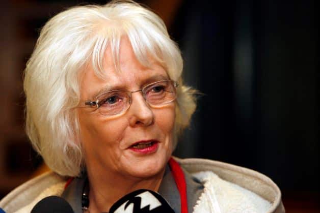 Johanna Sigurdardottir speaks to the media in Reykjavik, Iceland.