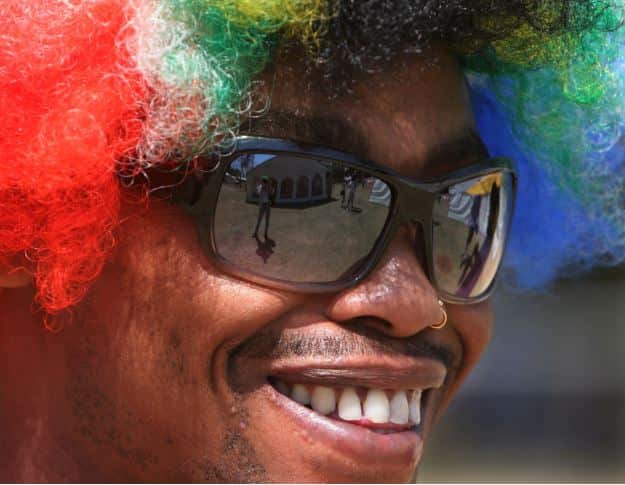 An unidentified man takes part in Johannesburg's 17th Gay Pride parade on September 30, 2006.