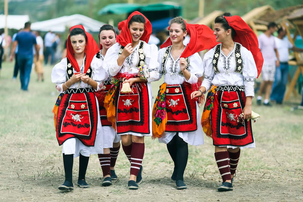 Kosovo - Bleron Caka - Albanian girls in national traditional clothing
