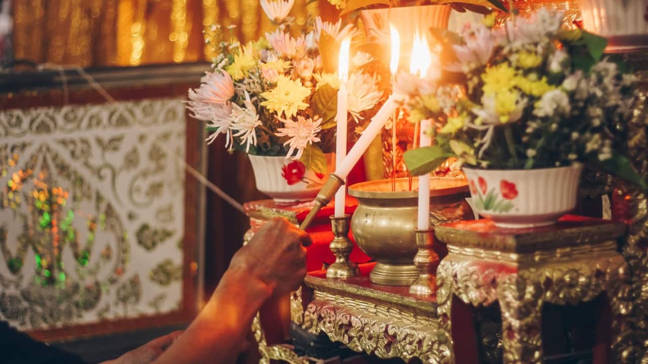 Lighting a candle 