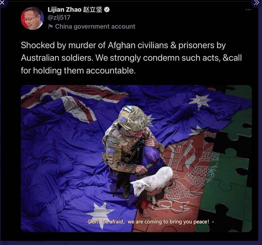 Picture to depict Australian Soldier killing a child with a knife