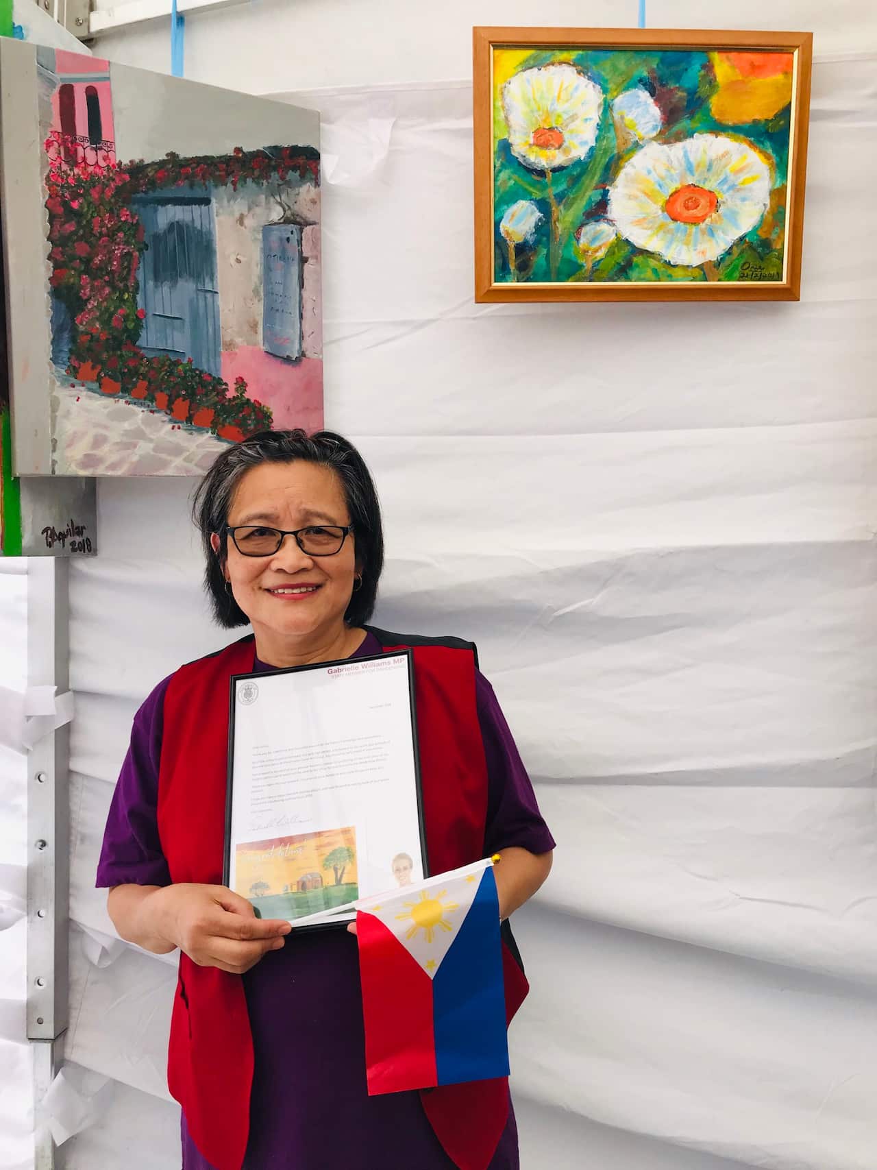 SBS Filipino- Ms Lorna Natividad at the 2019 Philippine Festival presenting her works