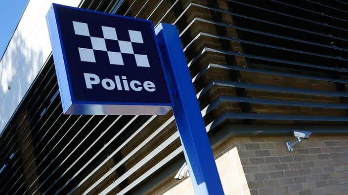 The sign on the police station in Narellan, NSW