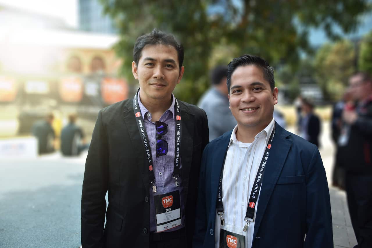 Bolante and Diaz at the 2018 Technology and Maintenance Conference in Melbourne where they presented the Wait Advisor project to the trucking industry