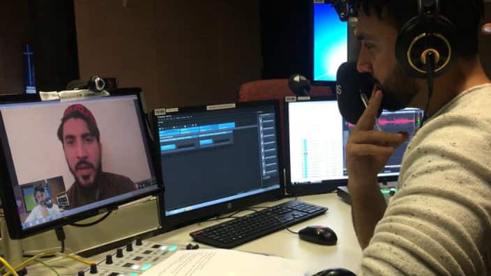 Manzoor Ahmad Pashteen during the interview with SBS Pashto broadcaster Abdullah Alikhil