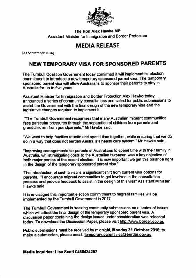 Parent visa