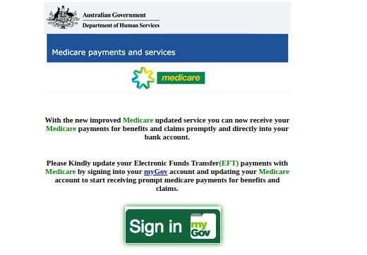 a phishing email that looks like it is from Medicare