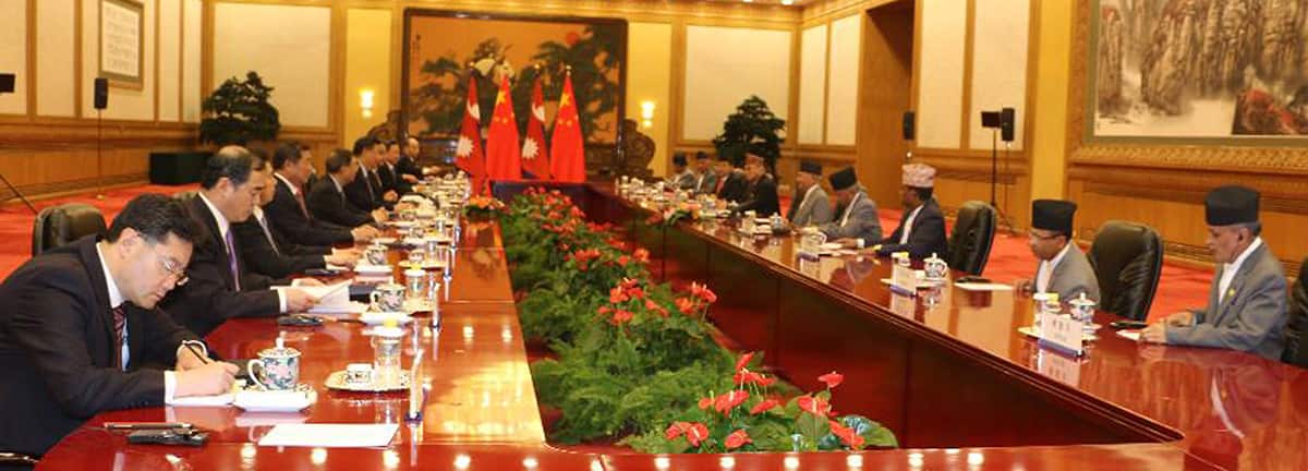Nepali delegation led by Prime Minister KP Sharma Oli meet Chinese government officials.