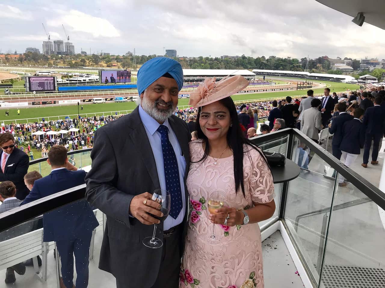 Monia and Param Virdi at Melbourne Cup 2018