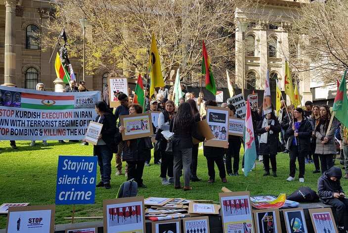 members of Kurdish community in Melbourne at protest against Iran