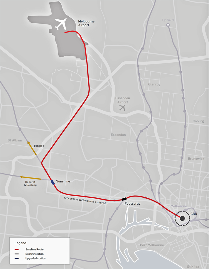 Melbourne Airport Rail Link Sunshine Route