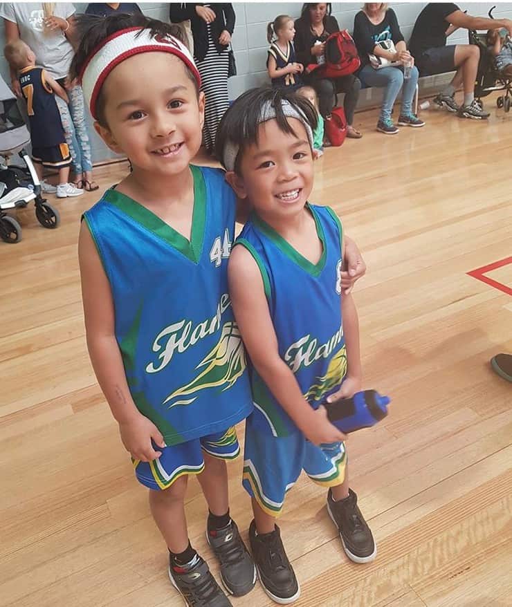 Michael with fellow basketball player