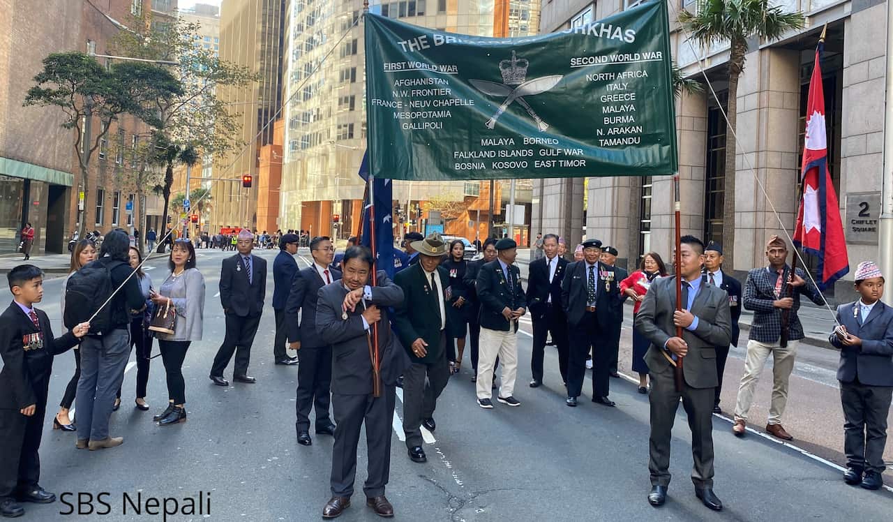 Former British Gurkha and Nepal Army members took part in 2021 Anzac Day parade in Sydney