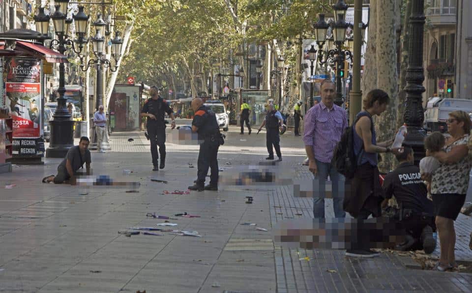 A scene of horror as police evacuate the area in response to the van attack on Thursday