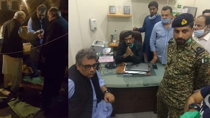 Pakistan's Federal Minister at the site of incident in Karachi.