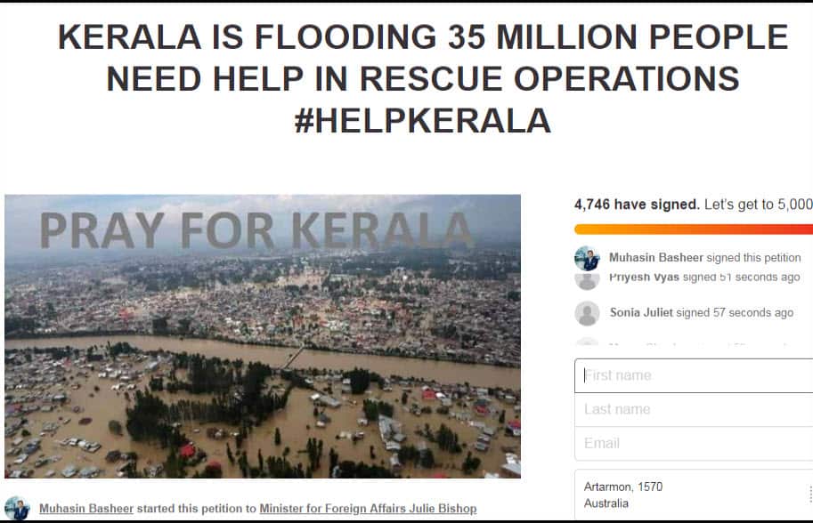 Online petition to Malcolm Turn Bull to help Kerala attracts 1000's