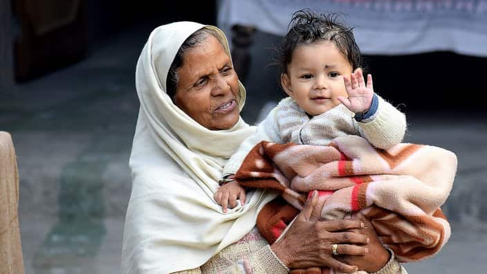 grandmother with child