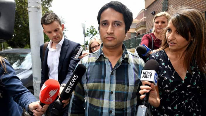Prakash Paudyal leaving Manly Local Court in Sydney, Tuesday, December 18, 2018. Mr Paudyal fronted court over alleged assaults on a 82-year-old man at an aged care facility on Sydney's northern beaches. (AAP Image/Joel Carrett) NO ARCHIVING