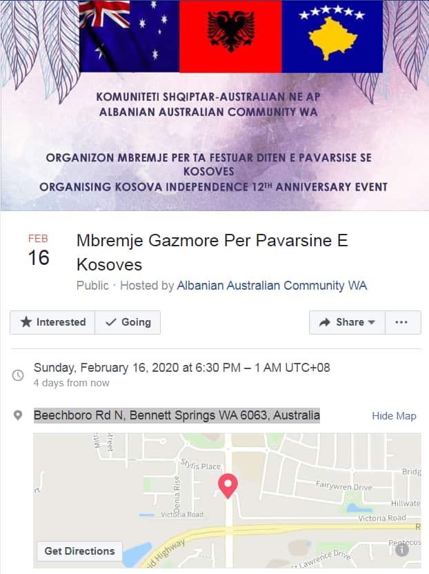 Pavaresia e Kosoves festohet edhe ne Perth te Western Australia