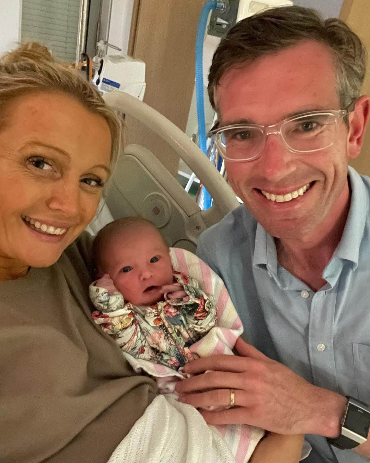 NSW Premier Dominic Perrottet with his wife and newborn child