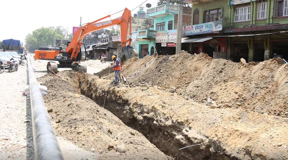 Petroleum pipeline connecting Nepal and India under construction.