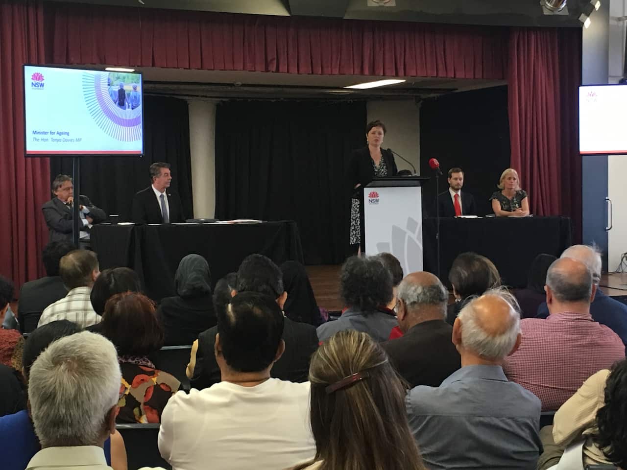 Minister Davies addressing the community