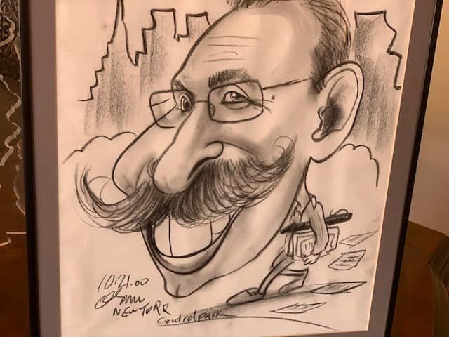 Pietro Schirru portrayed in a cartoon made on a New York Street.