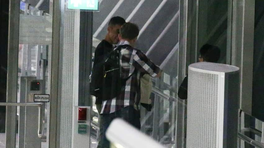 Image of Hakeem Al-araibi at Bangkok's Suvarnabhumi Airport as he leaves Thailand