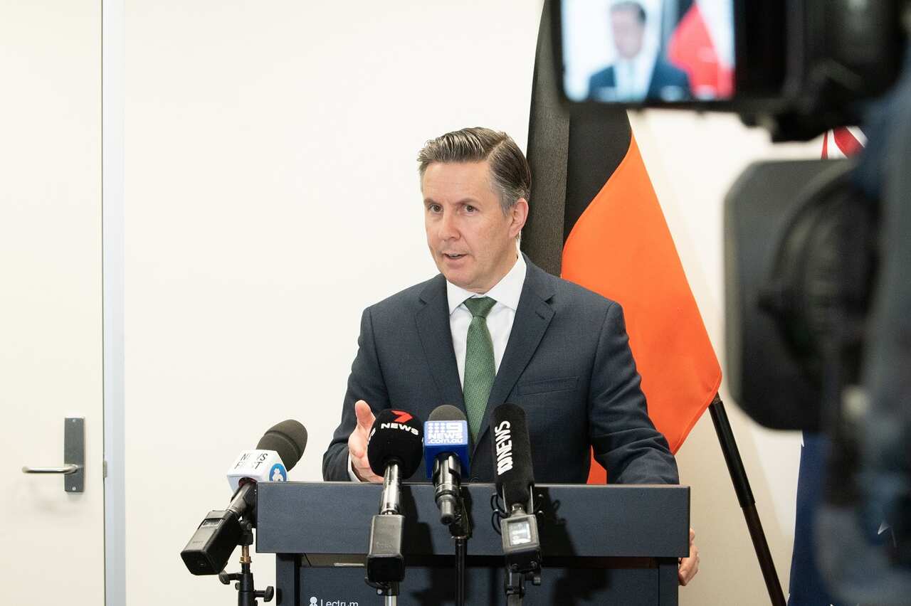 The Minister for Health and Aged Care Mark Butler provides a COVID-19 vaccine update Adelaide, Thursday, July 7, 2022.