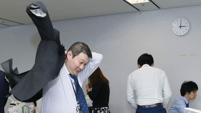 Worker finishing work