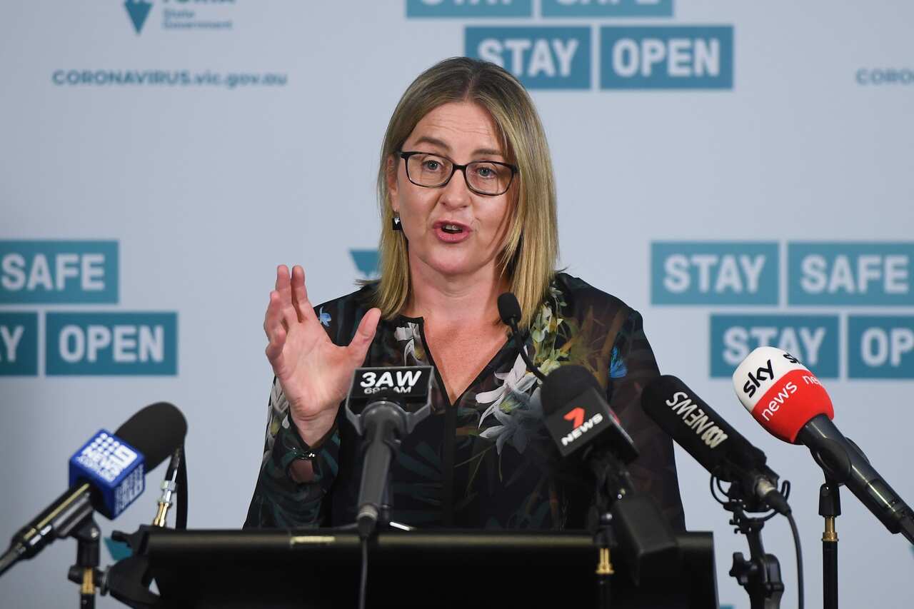 Acting Victorian Premier Jacinta Allan addresses the media during a press conference in Melbourne