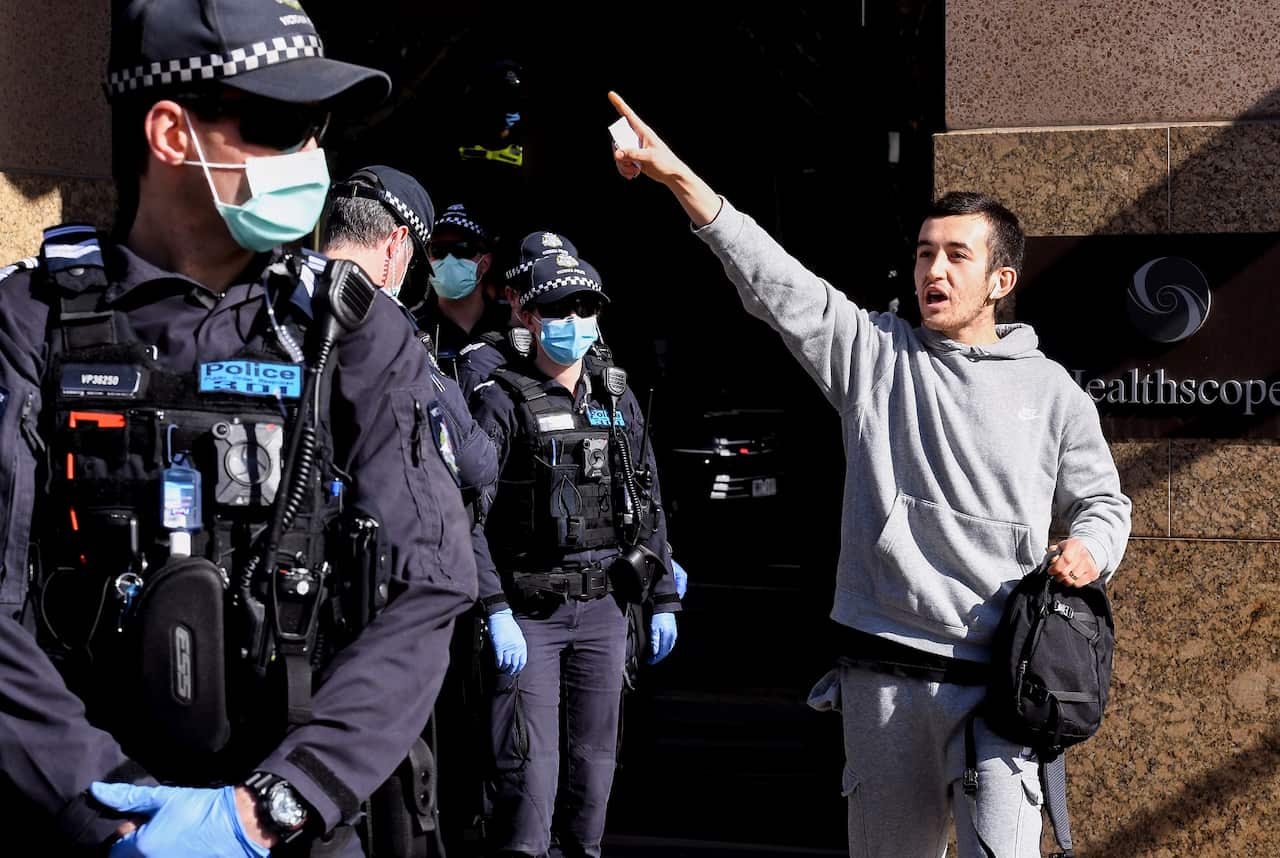 An anti-mask protester 