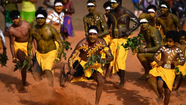 Clan members of the Yolngu people from northeastern Arnhem Land