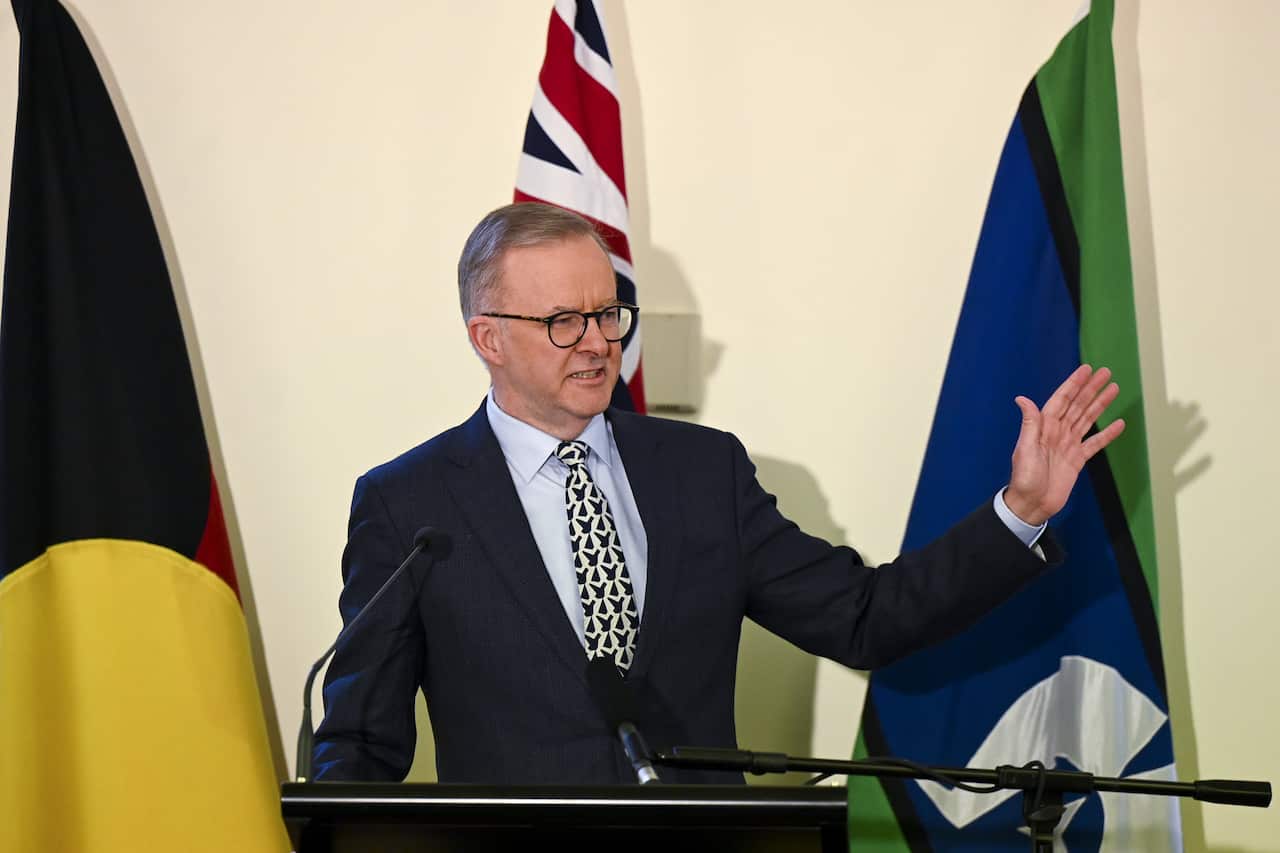 Prime minister Anthony Albanese at a Labor party caucus