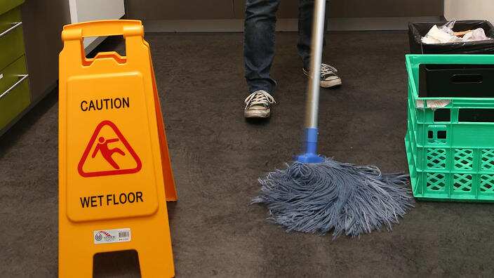 A cleaner in Mlebourne CBD