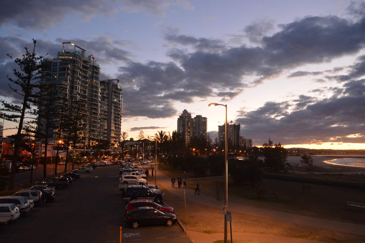 Coolangatta at dusk, on Queensland's Gold Coast 
