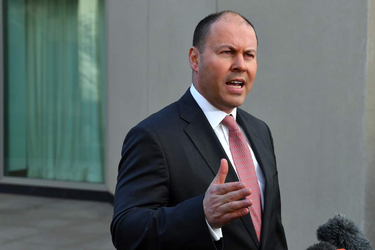 Treasurer Josh Frydenberg at a press conference at Parliament House in Canberra, Monday, July 6, 2020. (AAP Image/Mick Tsikas) NO ARCHIVING