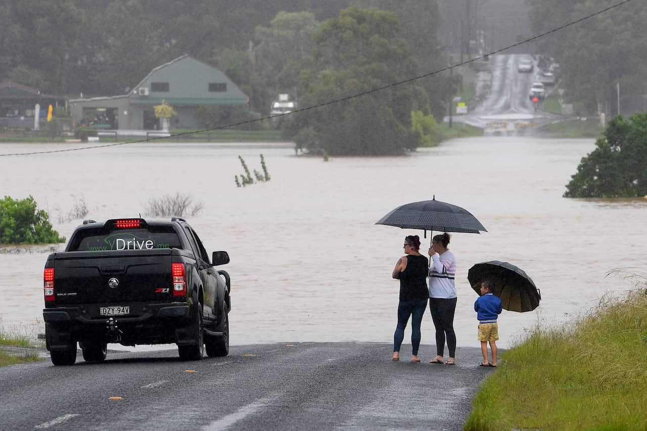 Floodwater from the swollen Hawkesbury river is seen at Windsor, north west of Sydney, Thursday, March 3, 2022. A developing low pressure system is expected to intensify overnight impacting Sydney with heavy rain that could cause flash flooding and potent