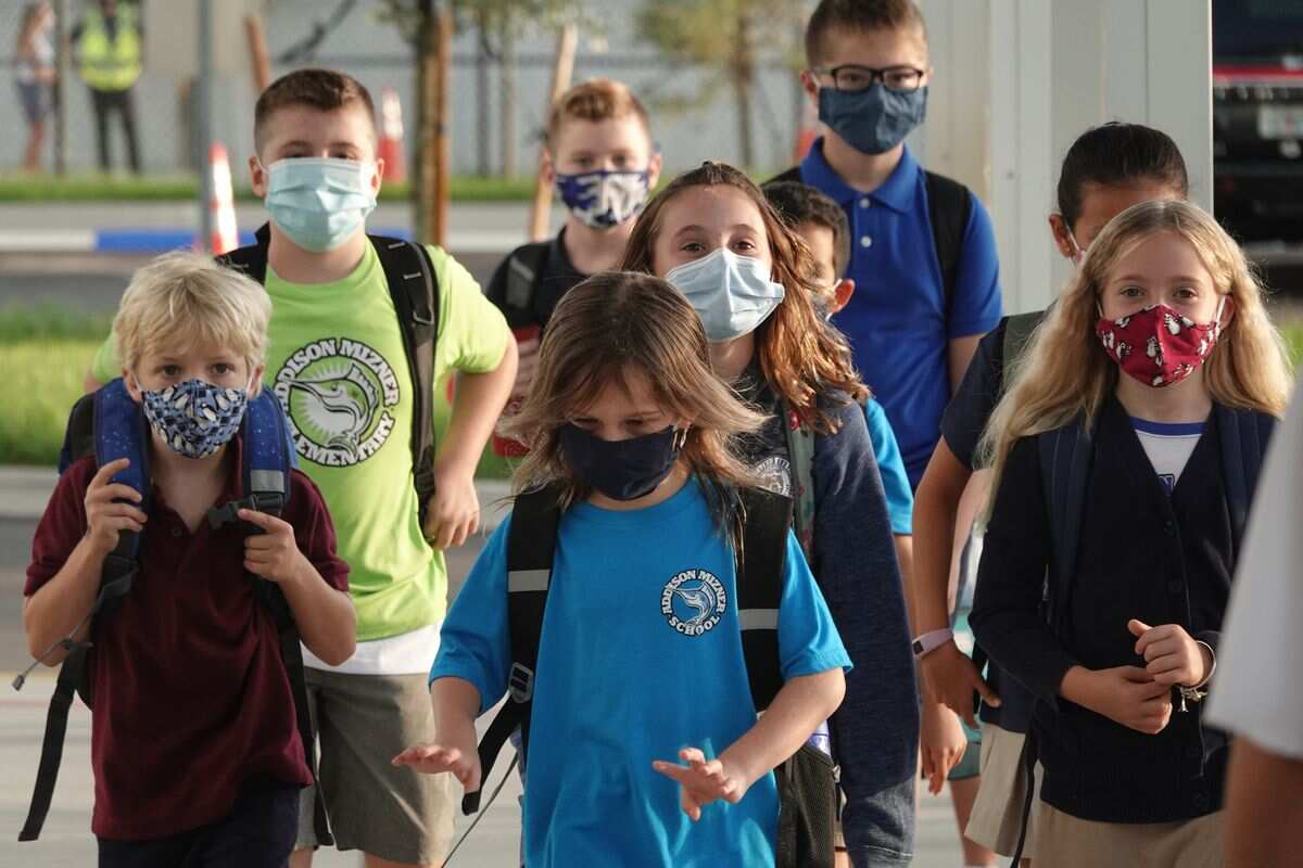 Students wearing masks
