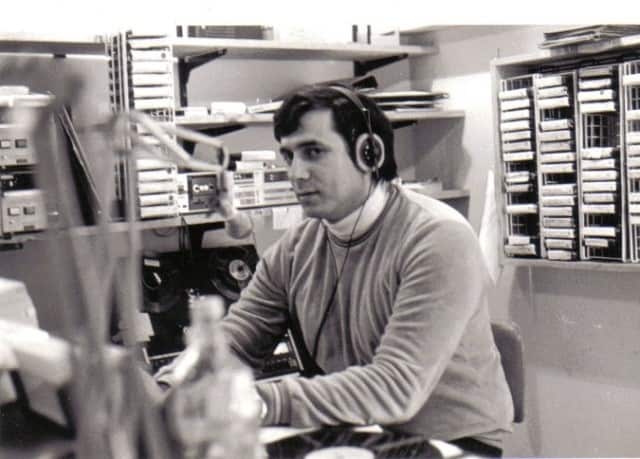 Chilean volunteer community journalist Victor Marillanca at RadioXX, 1981. Canberra