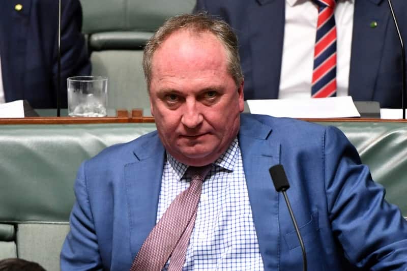 Nationals member for New England Barnaby Joyce during Question Time in the House of Representatives at Parliament House in Canberra, Tuesday, Tuesday, October 22, 2019. (AAP Image/Mick Tsikas) NO ARCHIVING