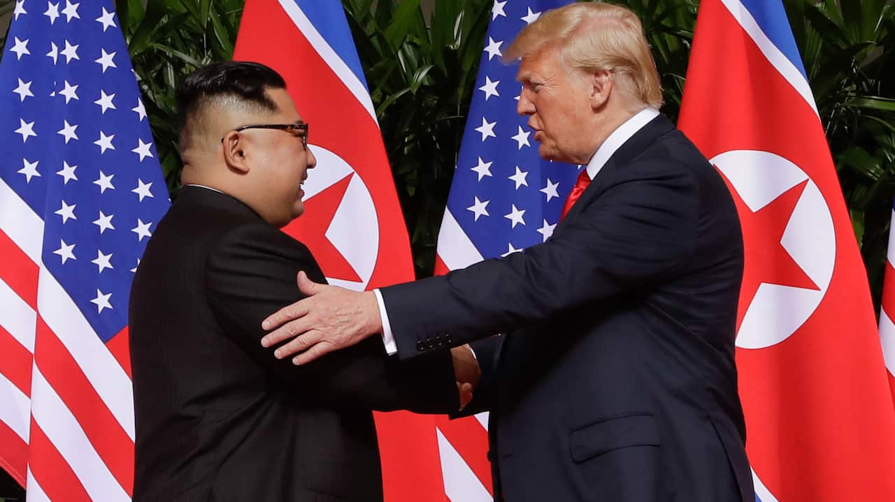 Kim Jong-un and Donald Trump meet to start their Singapore summit 