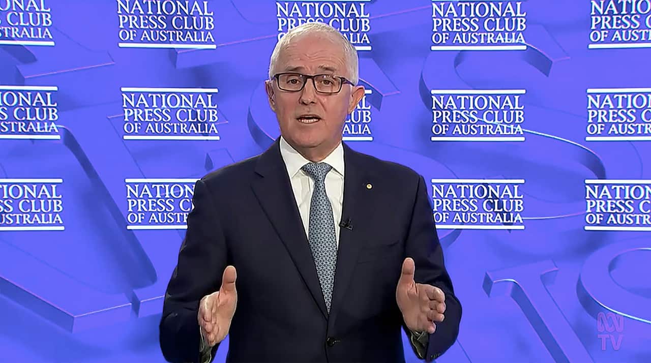 Former prime minister Malcolm Turnbull at the National Press Club