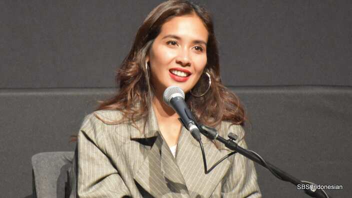 Marsha Timothy at the Q & A session after the screening of 'Marlina The Murderer in Four Acts' at ACMI, at the 13th IFF - Melb 29 Apr 2018.