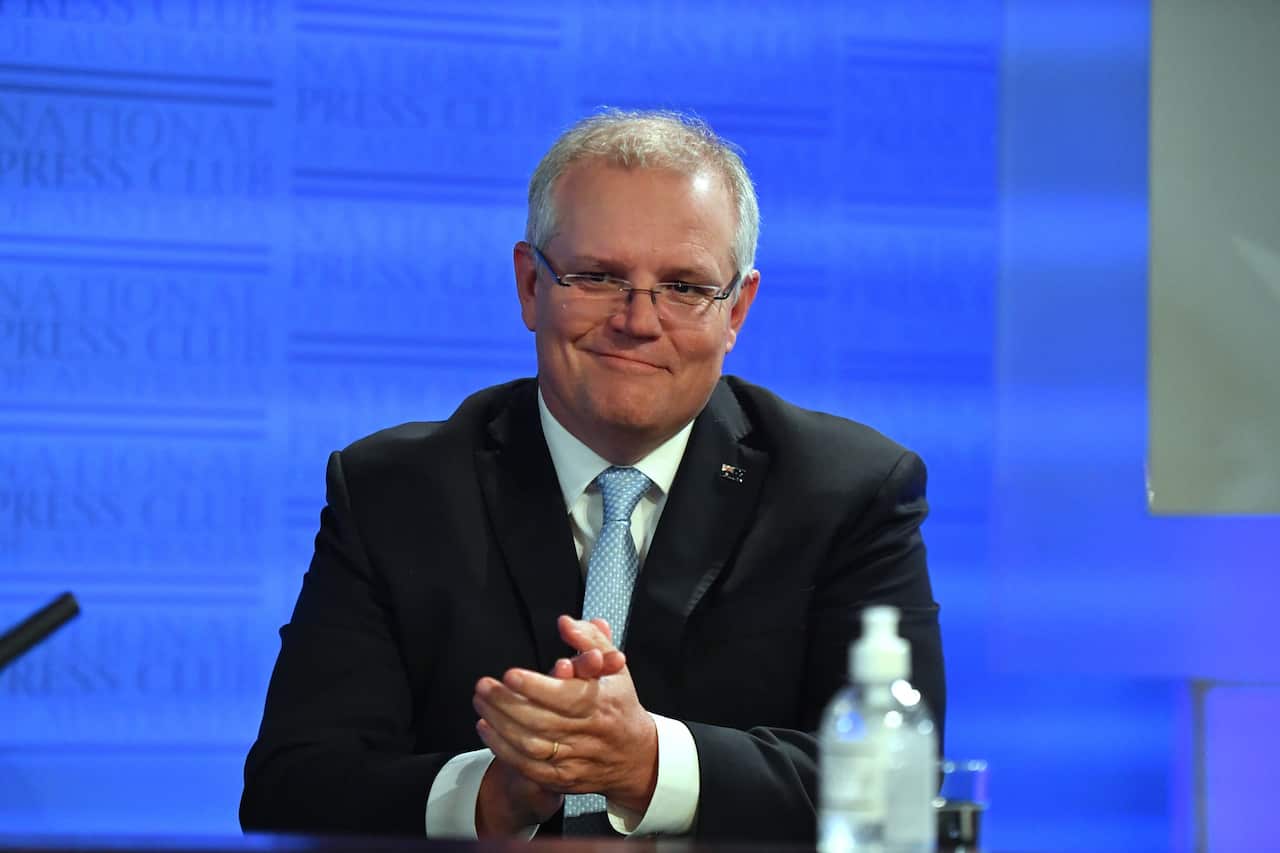 Prime Minister Scott Morrison at the National Press Club in Canberra SBS URDU News