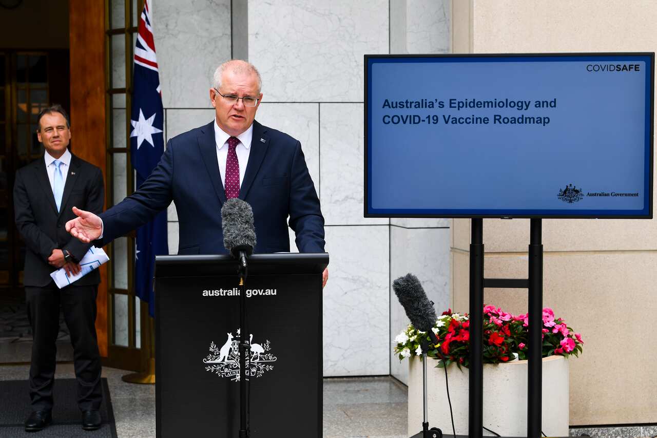 Australian Prime Minister Scott Morrison speaks to the media during a press conference at Parliament House in Canberra, Thursday, January 7, 2021. (AAP Image/Lukas Coch) NO ARCHIVING