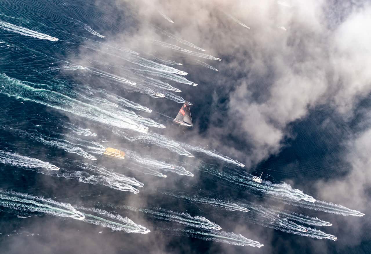 Supermaxi Wild Oats XI during the 2018 Sydney Hobart race (