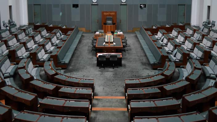 The empty chamber of the House of representatives is seen at Parliament House in Canberra, Monday, November 27, 2017. (AAP Image/Lukas Coch) NO ARCHIVING