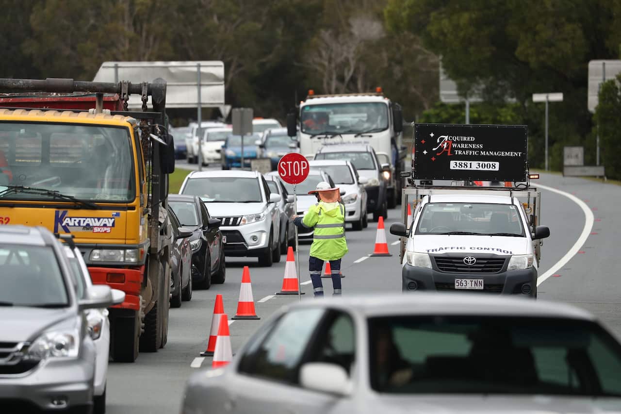 Scenes on the Gold Coast Highway at the Queensland and New South Wales border  on the Gold Coast, Friday, July 23, 2021. (AAP Image/Jason O'Brien) NO ARCHIVING